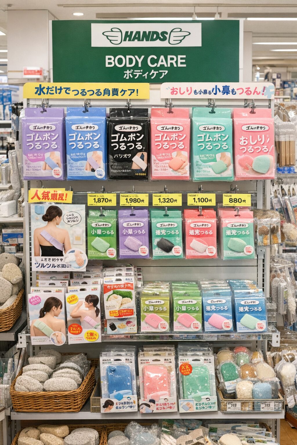 ゴムポンつるつる ハンズ売り場写真