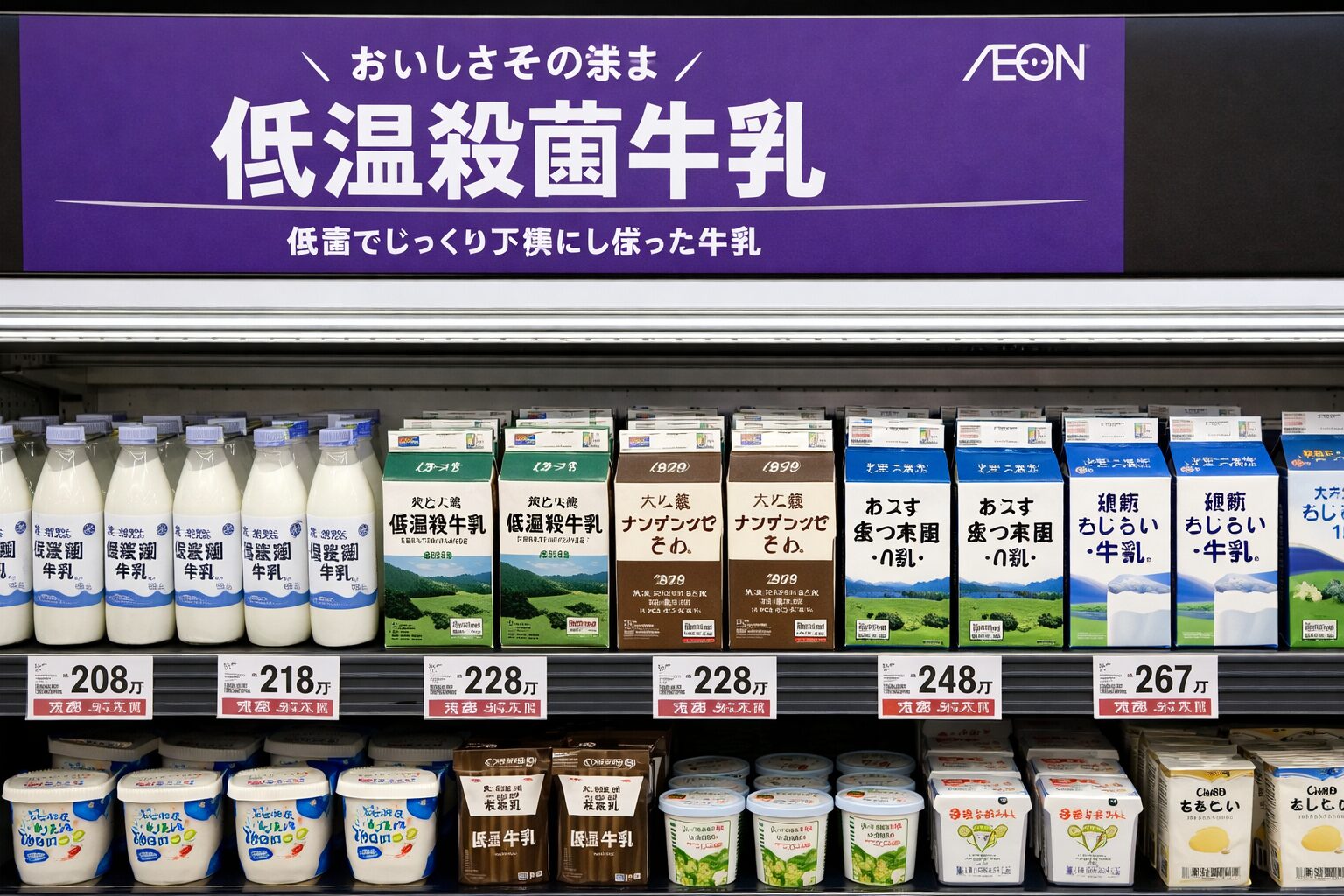 低温殺菌牛乳 イオン売り場
